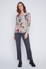 Chandail Tricot Léger Imprimé Col V
