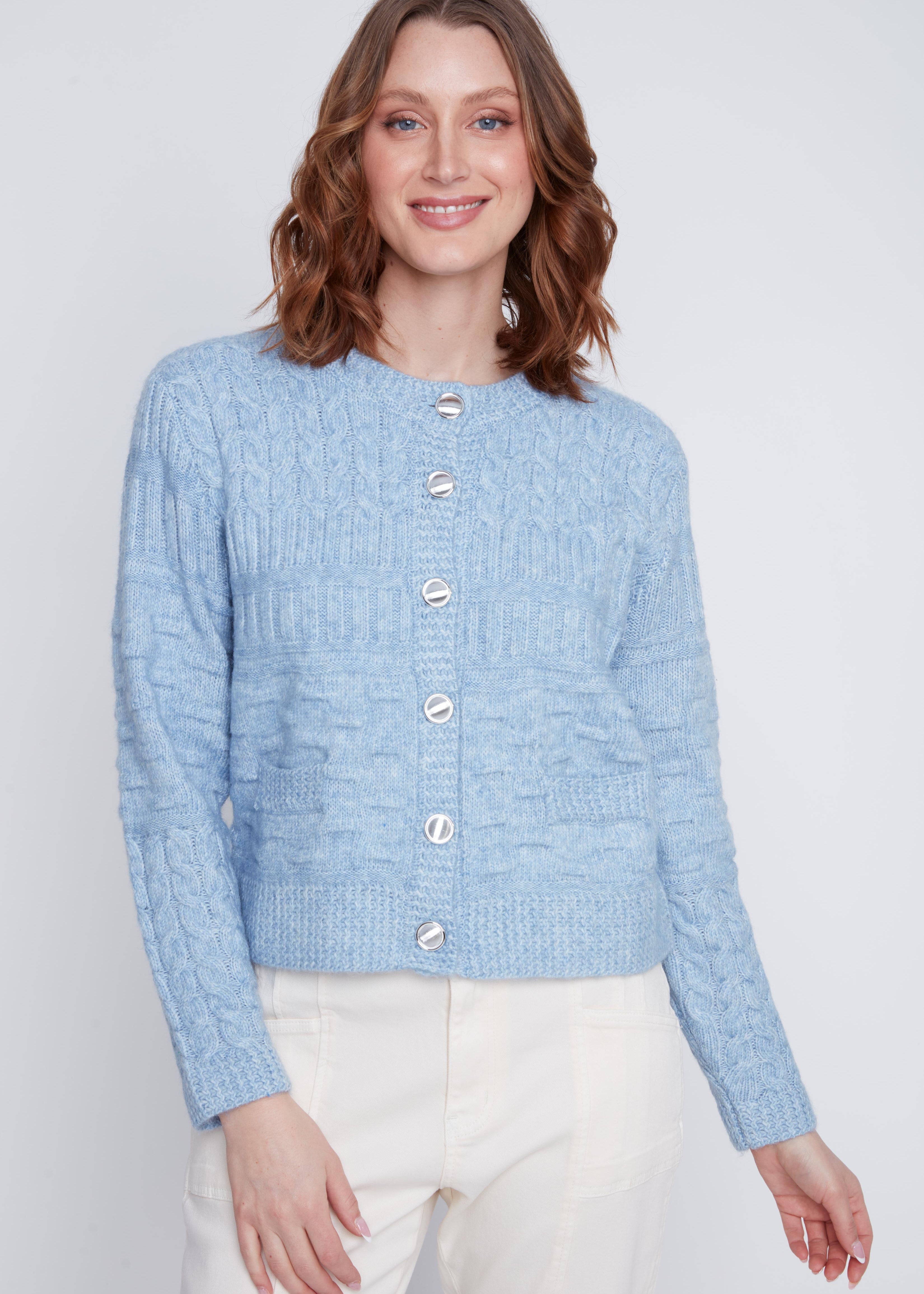 Cardigan Cablé avec Poches