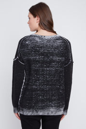 Chandail Tricot Col en V Effet Délavé
