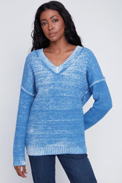 Chandail Tricot Col en V Effet Délavé