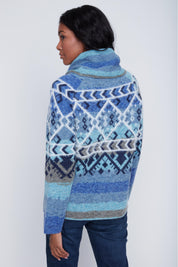 Chandail Tricot Col Baveux Motif Azthéque