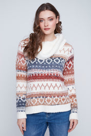 Tricot Col Baveux à Motifs