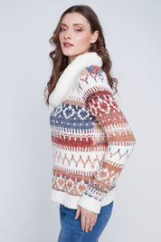 Tricot Col Baveux à Motifs