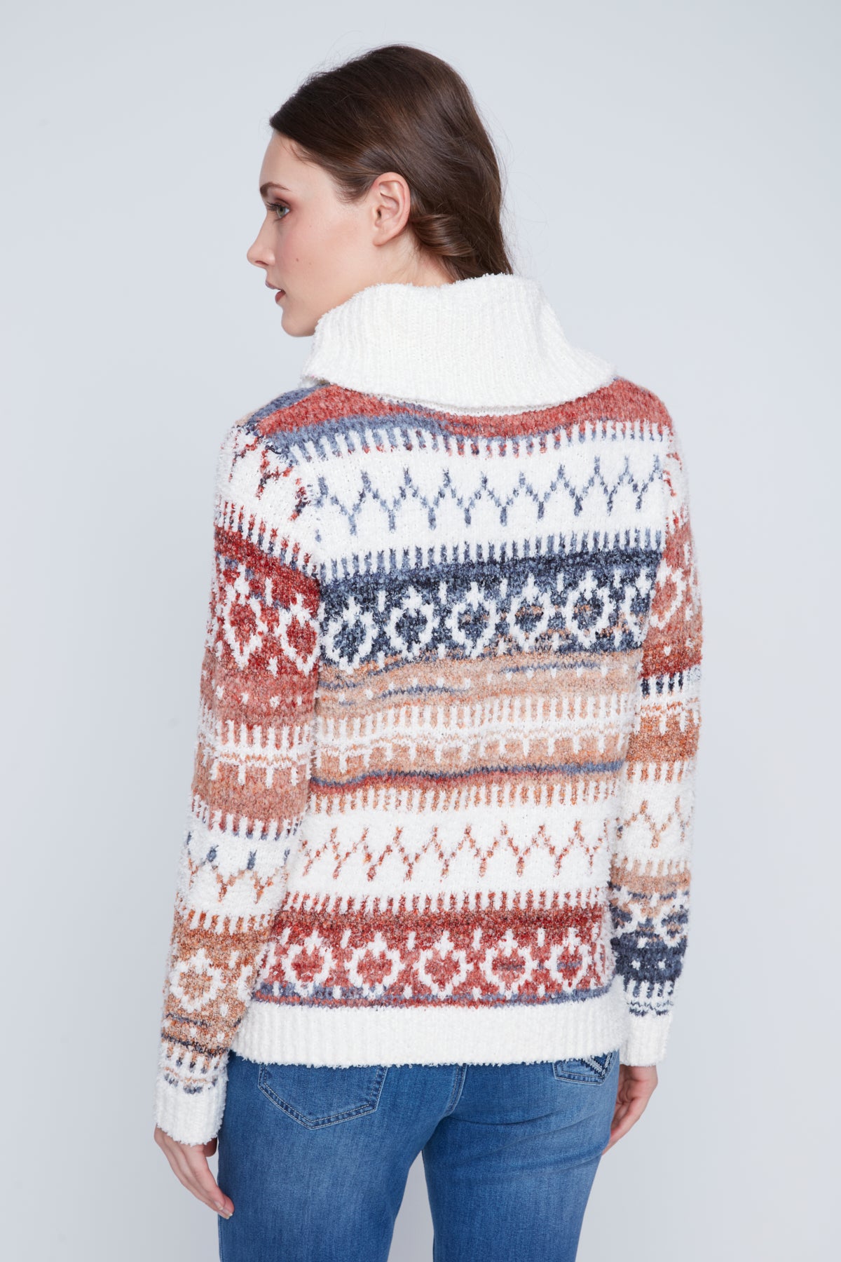 Tricot Col Baveux à Motifs