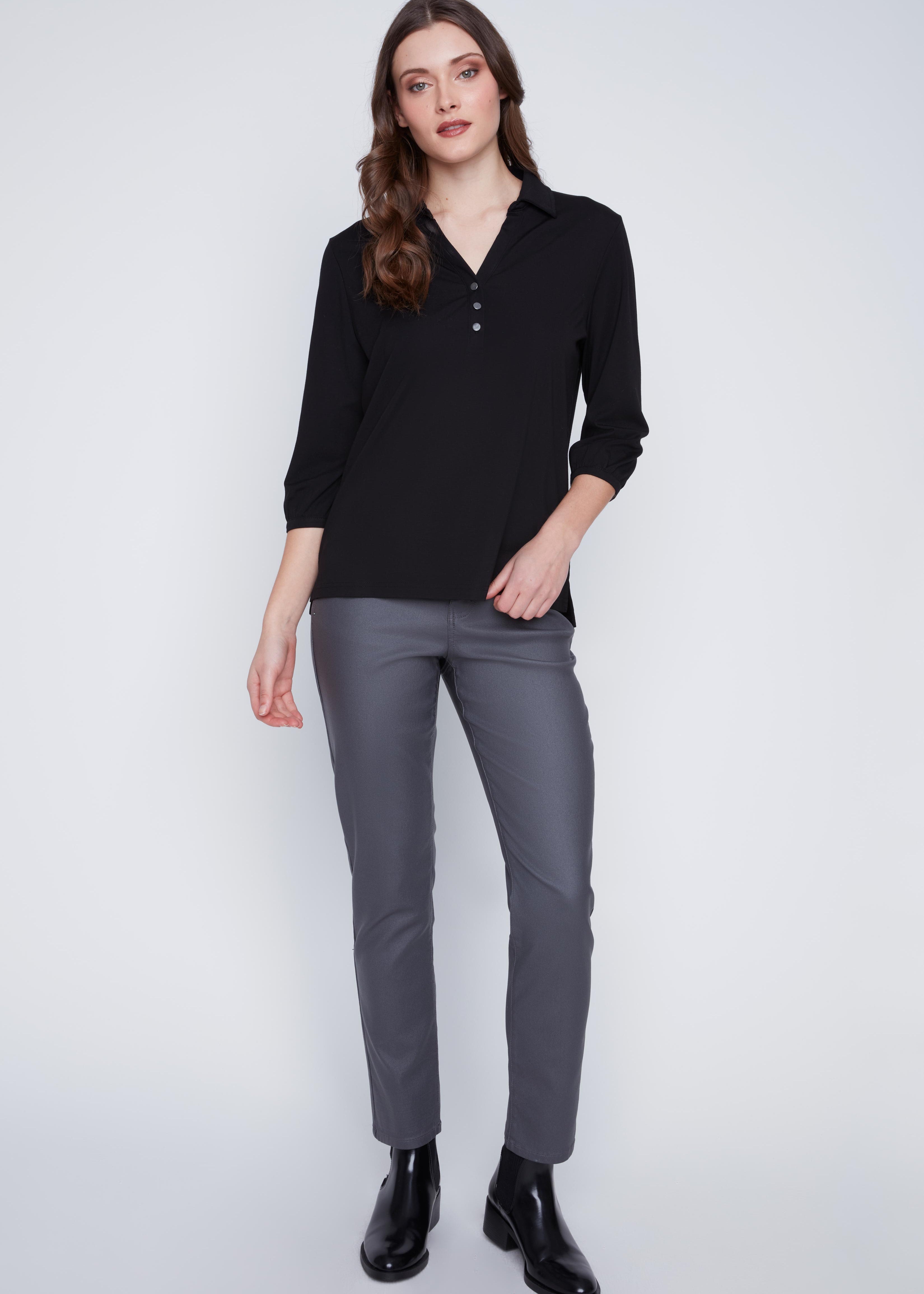 Chandail Col V avec Trois boutons