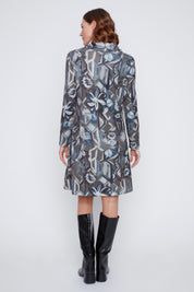 Robe Imprimé Col Baveux avec Cordons