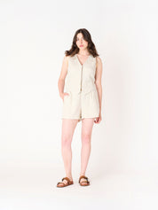 Shorts Taille Élastique en Lin