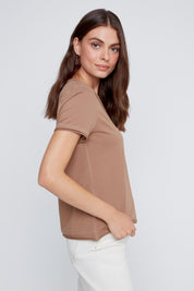 T-Shirt Col en V Uni