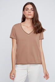 T-Shirt Col en V Uni