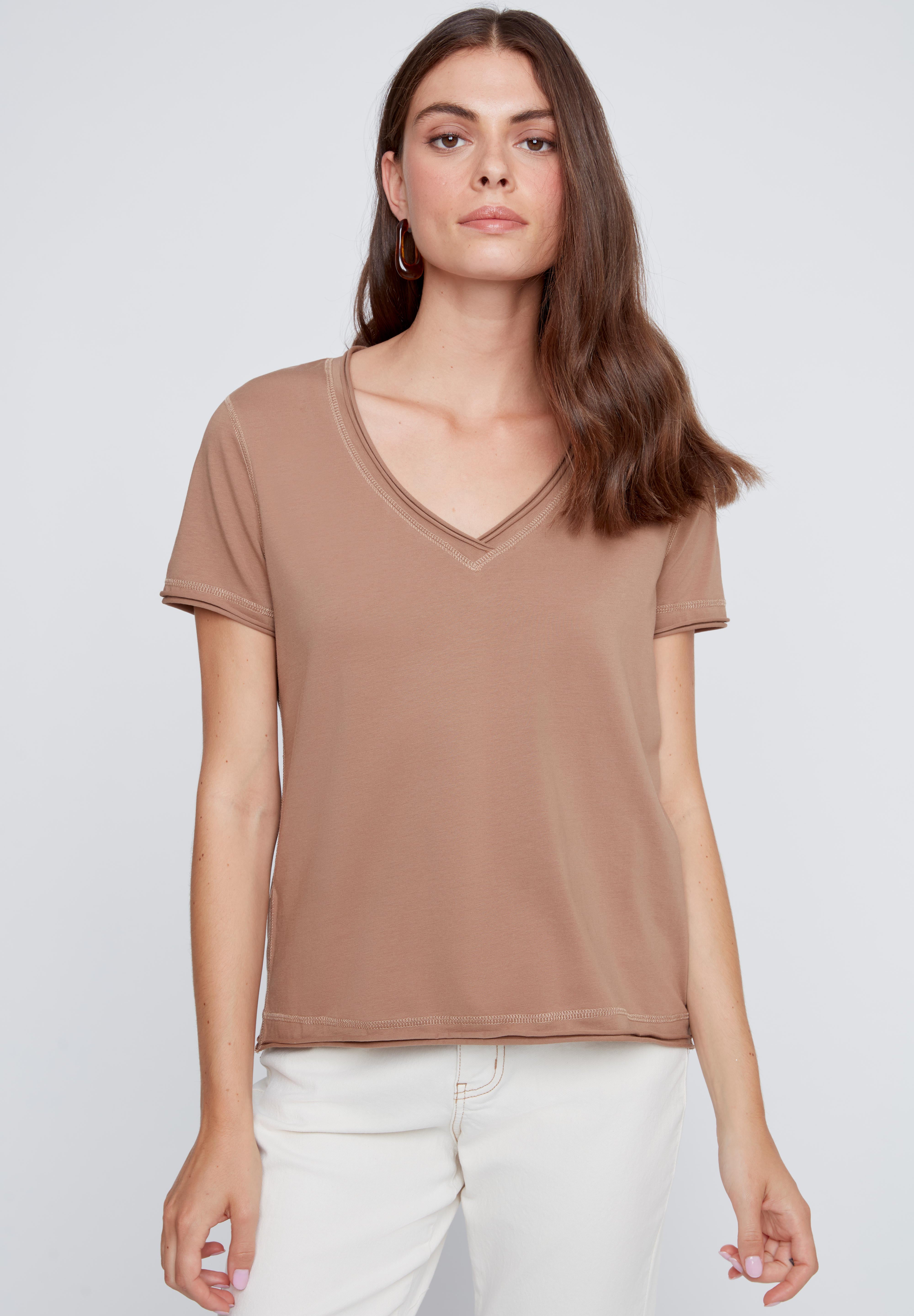 T-Shirt Col en V Uni