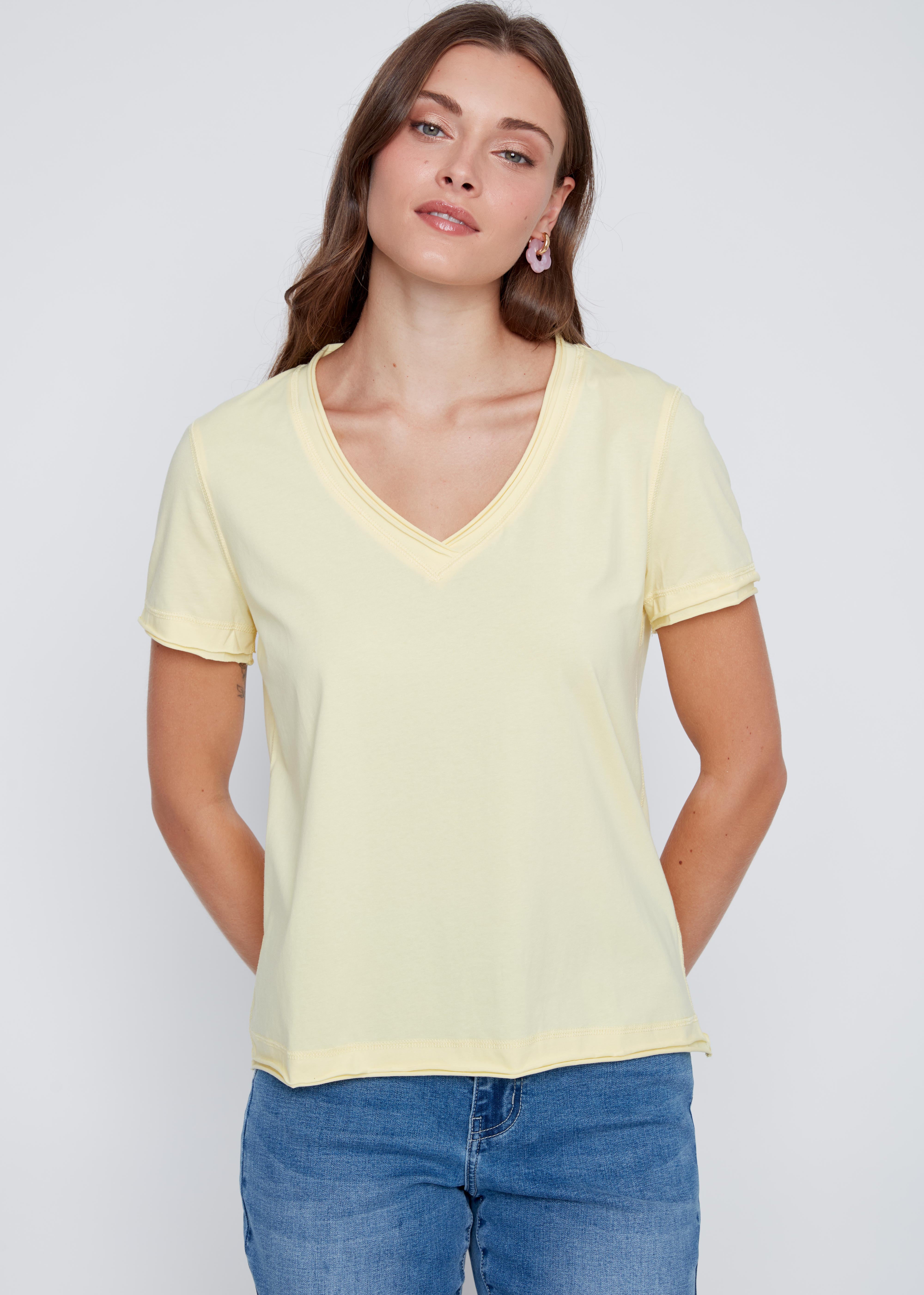 T-Shirt Col en V Uni