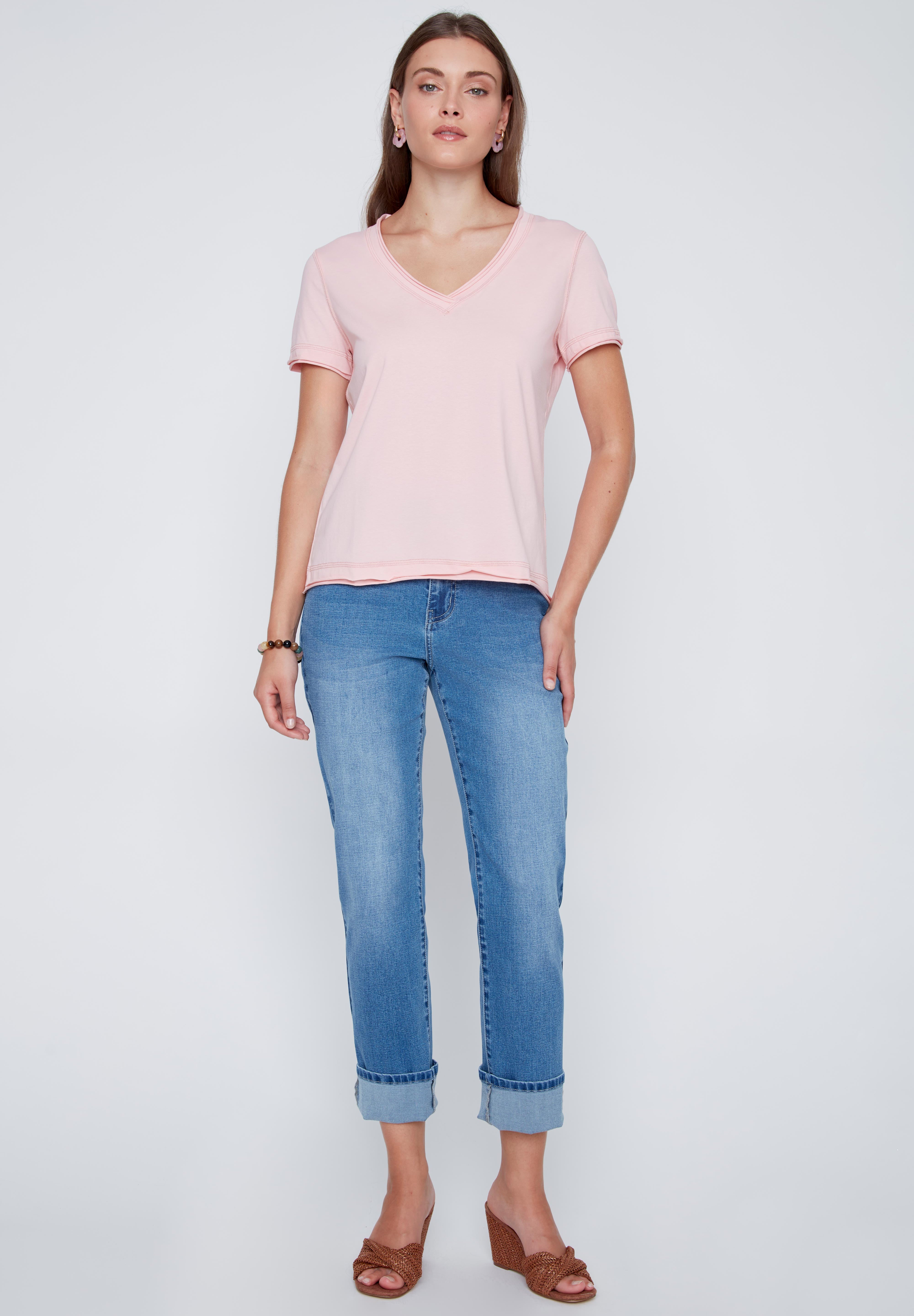 T-Shirt Col en V Uni