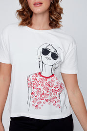 T-Shirt  Manches Courtes avec Imprimé de Femme