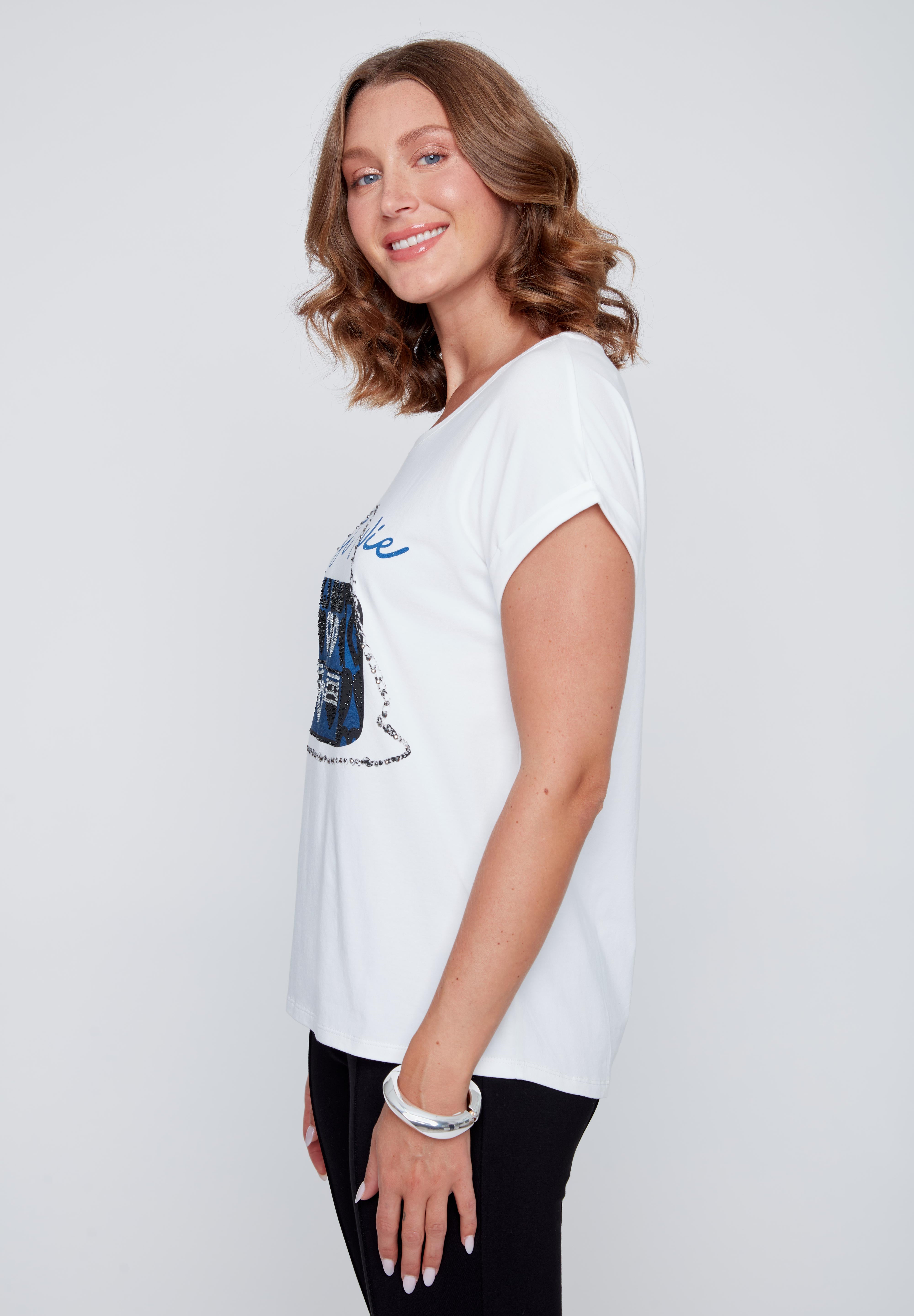 T-Shirt Col Rond Imprimé Sac à Main