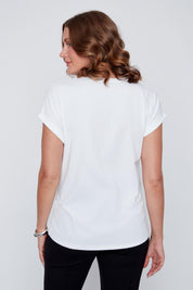 T-Shirt Col Rond Imprimé Sac à Main