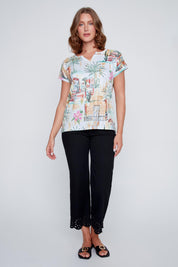 T-Shirt Imprimé Col en V