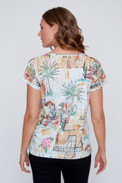 T-Shirt Imprimé Col en V