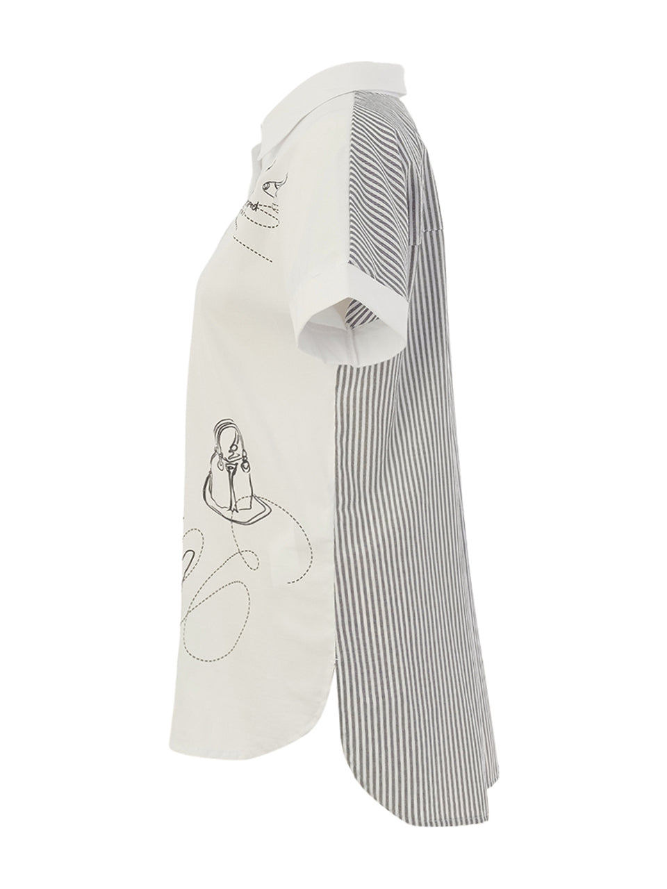 Blouse Tunique Manches Courtes Dos Rayé