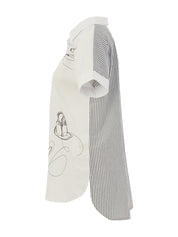 Blouse Tunique Manches Courtes Dos Rayé