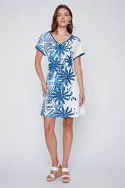 Robe Manche Courte Imprimée de Palmiers