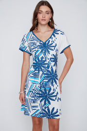 Robe Manche Courte Imprimée de Palmiers