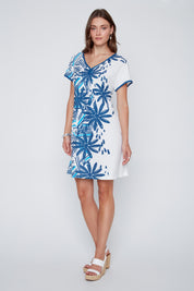 Robe Manche Courte Imprimée de Palmiers