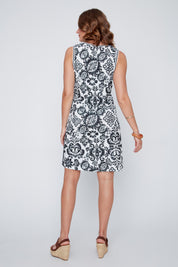 Robe sans Manche Col en V Imprimée