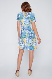 Robe T-Shirt Col en V Imprimé Citrons