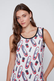 Robe sans Manche Imprimé de Souliers Ballerines