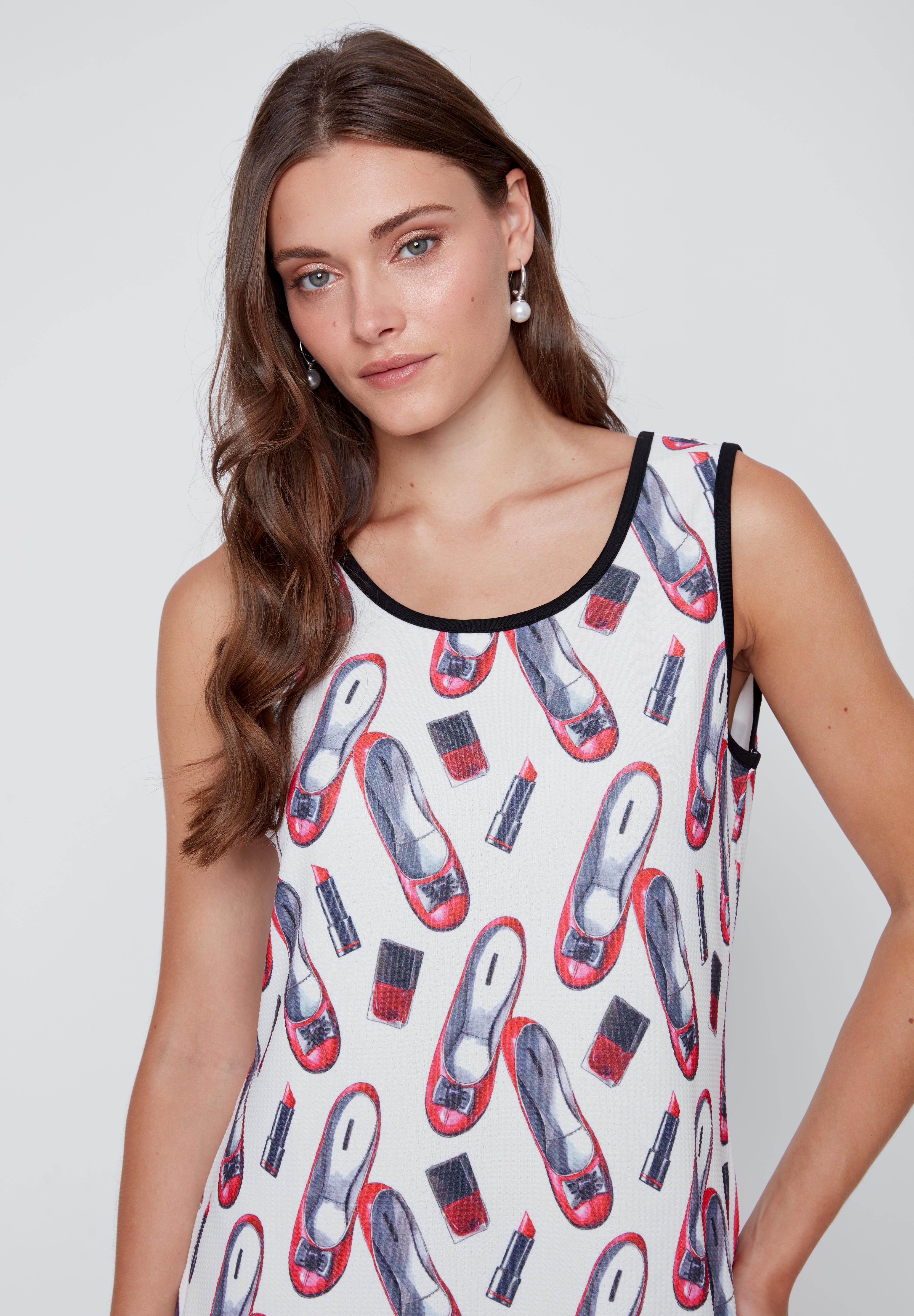 Robe sans Manche Imprimé de Souliers Ballerines