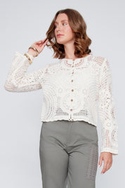Cardigan en Crochet Ajouré