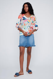 Chandail en tricot Col en V Imprimé