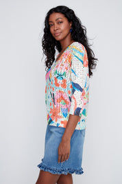 Chandail en tricot Col en V Imprimé