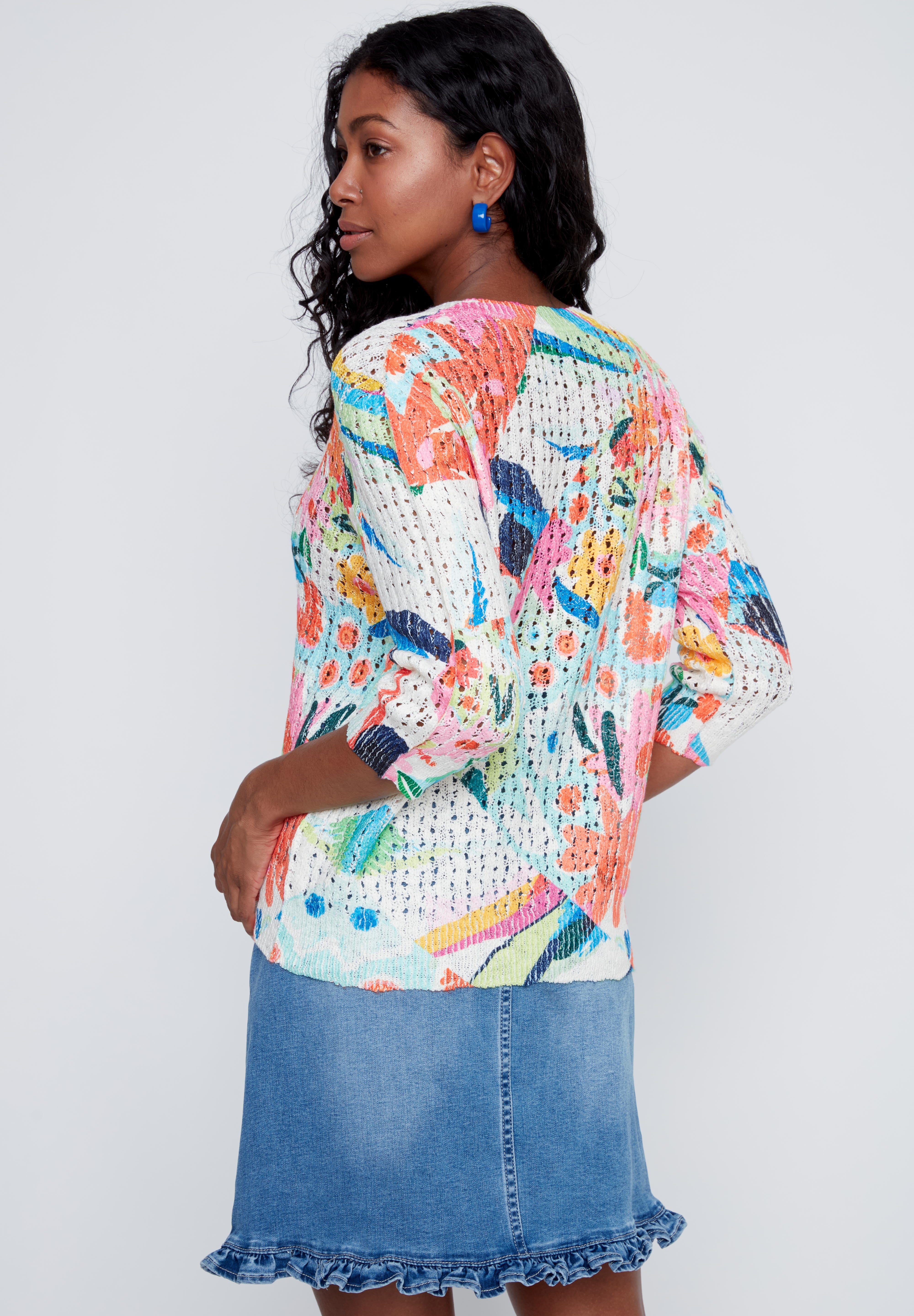 Chandail en tricot Col en V Imprimé