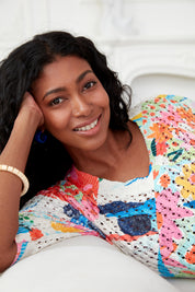 Chandail en tricot Col en V Imprimé