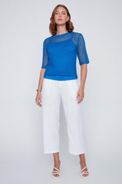 Chandail Mèche en Tricot Manche au Coude