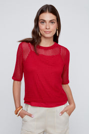 Chandail Mèche en Tricot Manche au Coude