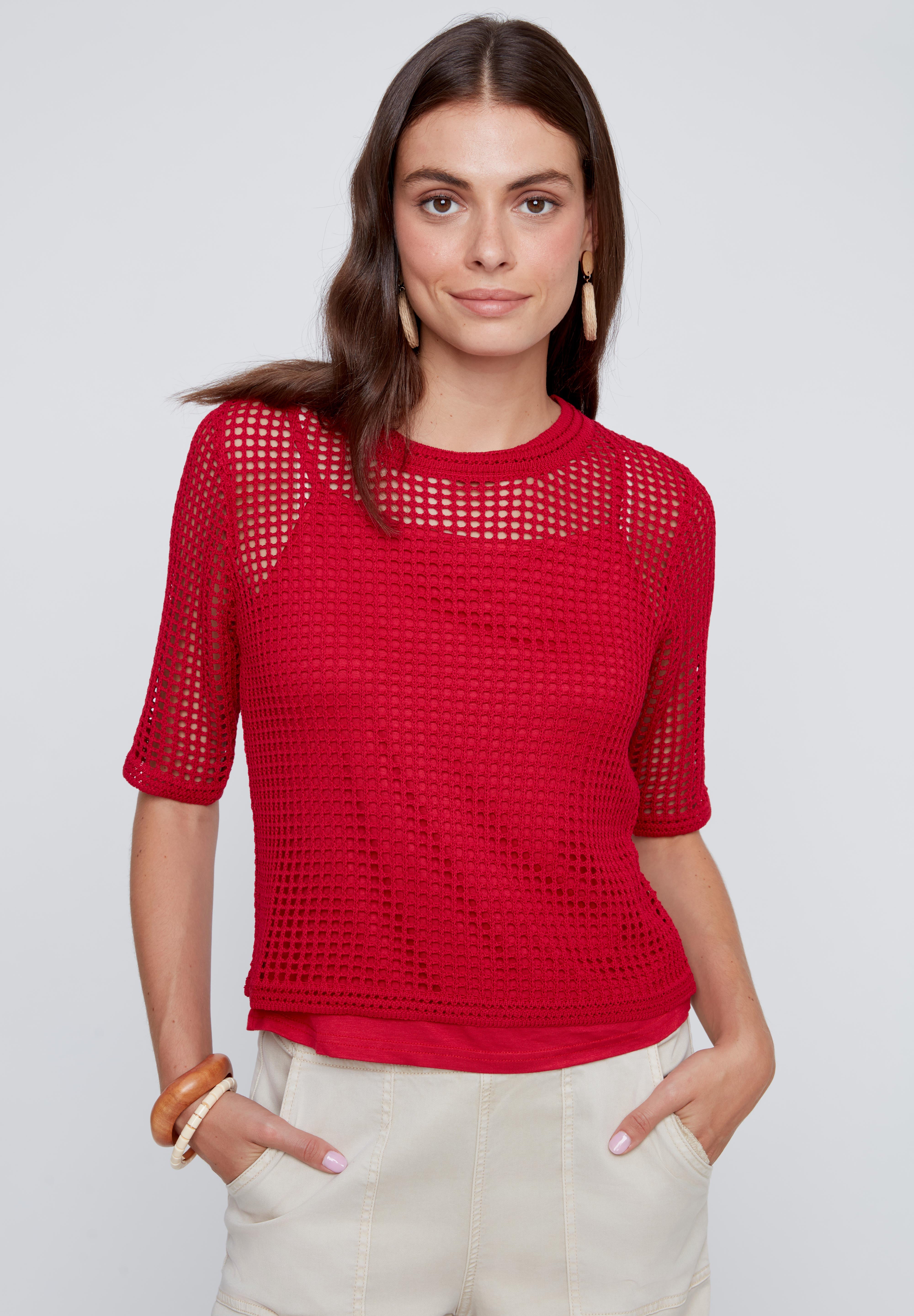 Chandail Mèche en Tricot Manche au Coude