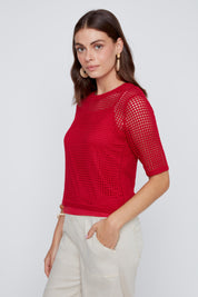 Chandail Mèche en Tricot Manche au Coude
