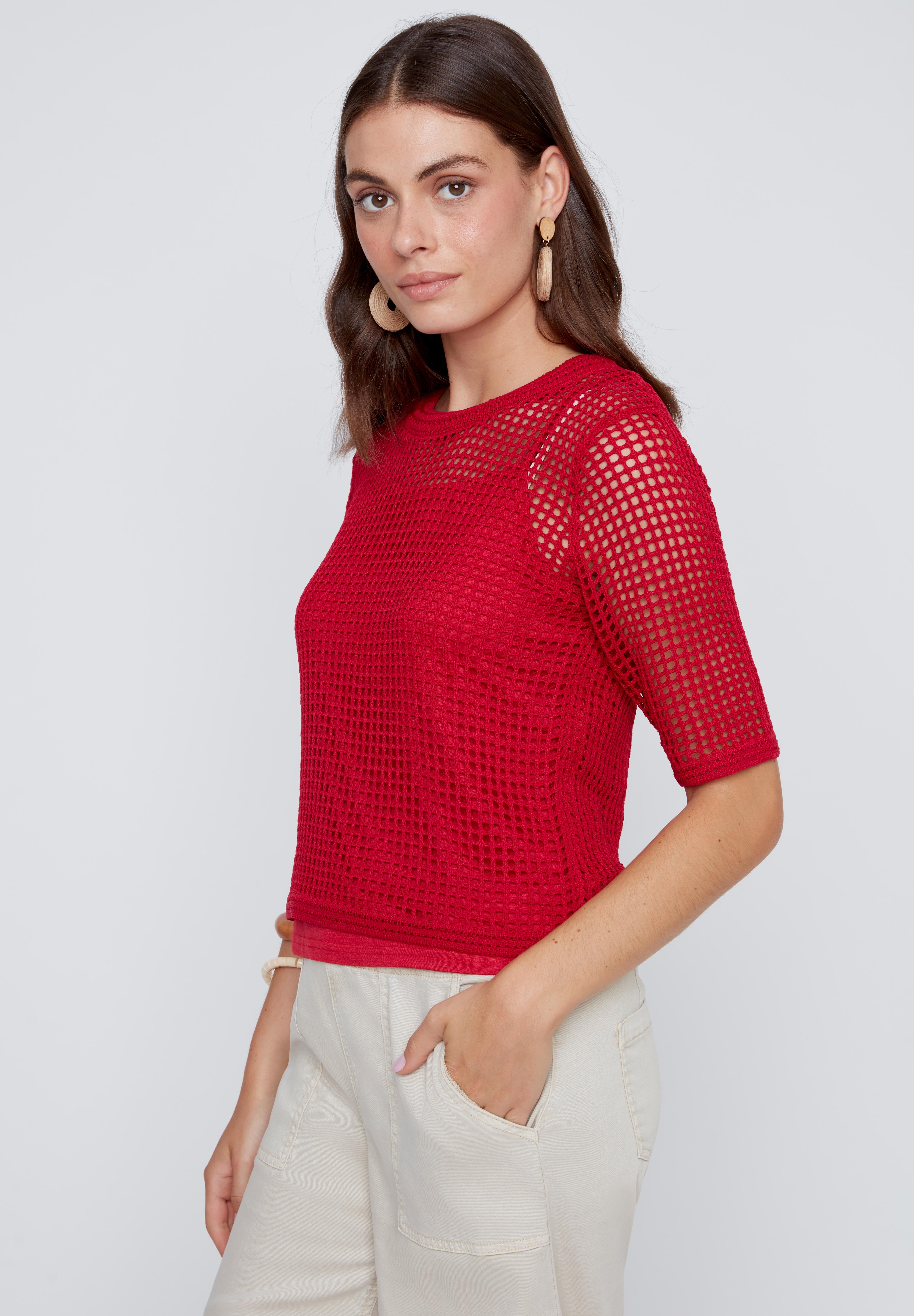 Chandail Mèche en Tricot Manche au Coude