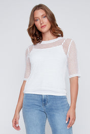 Chandail Mèche en Tricot Manche au Coude