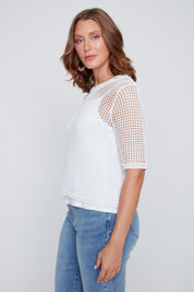 Chandail Mèche en Tricot Manche au Coude