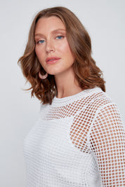 Chandail Mèche en Tricot Manche au Coude