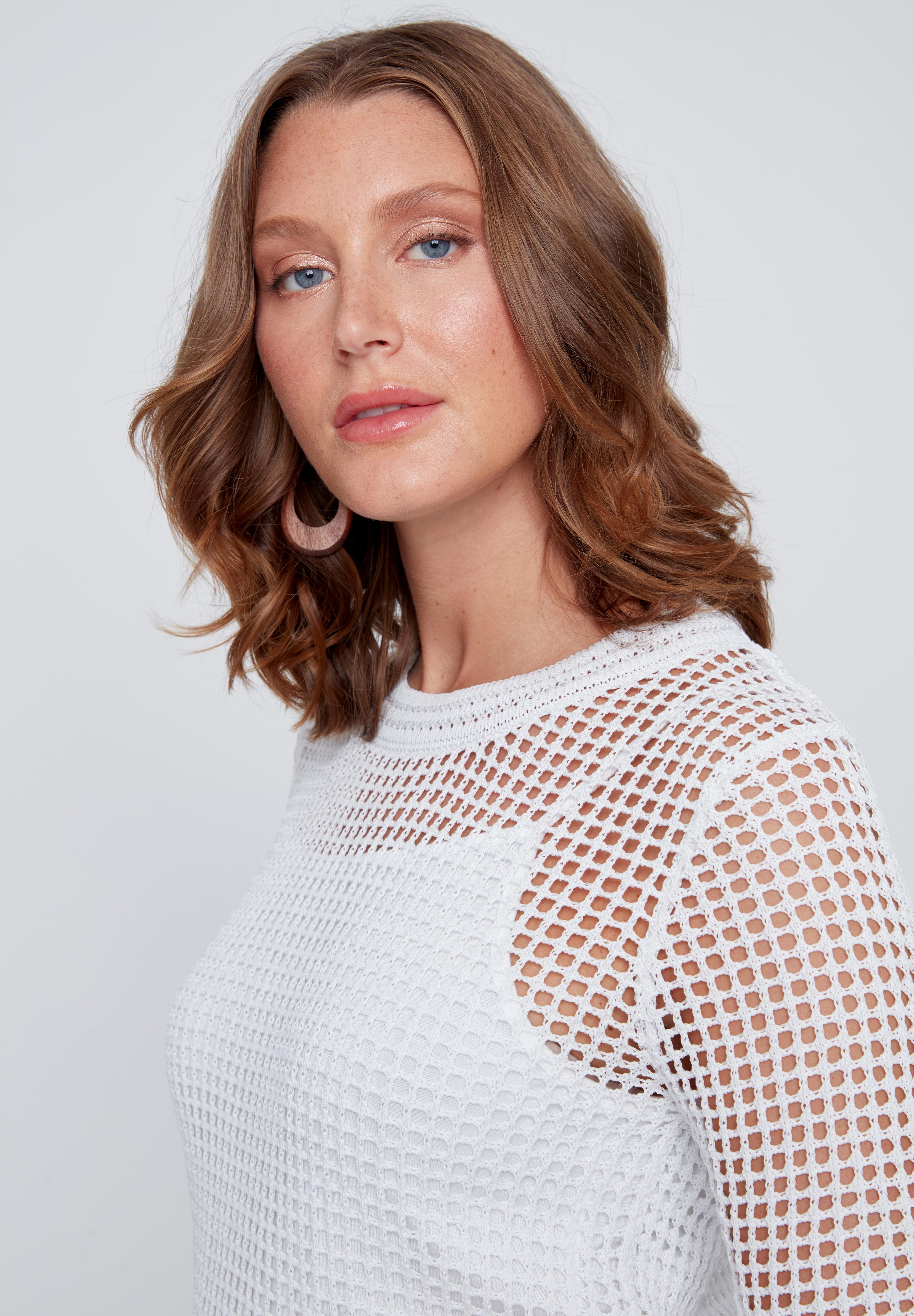 Chandail Mèche en Tricot Manche au Coude