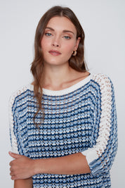 Chandail Rayé en Tricot Léger Ajouré
