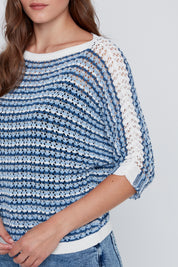 Chandail Rayé en Tricot Léger Ajouré