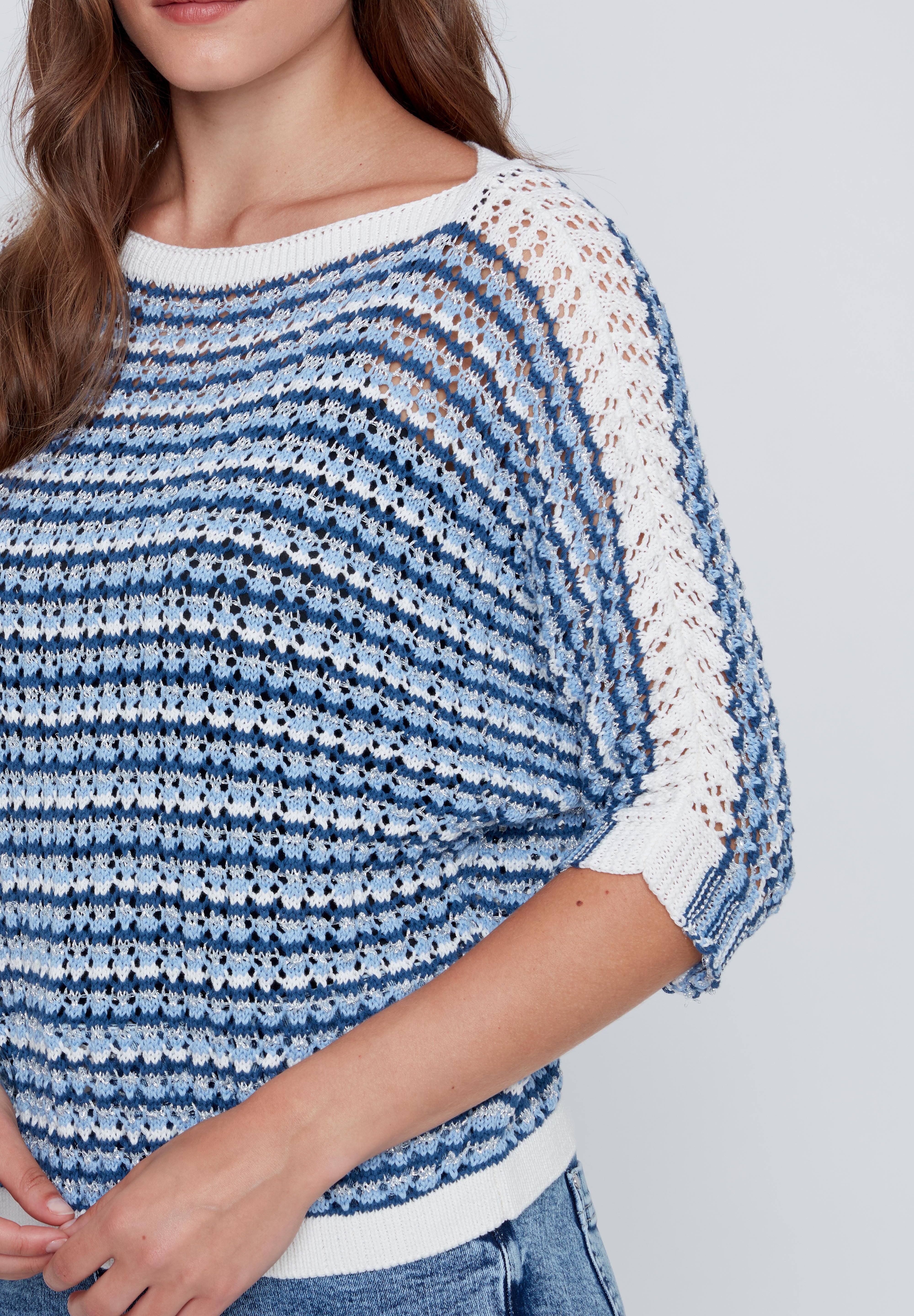 Chandail Rayé en Tricot Léger Ajouré