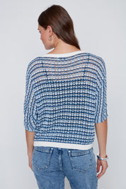 Chandail Rayé en Tricot Léger Ajouré