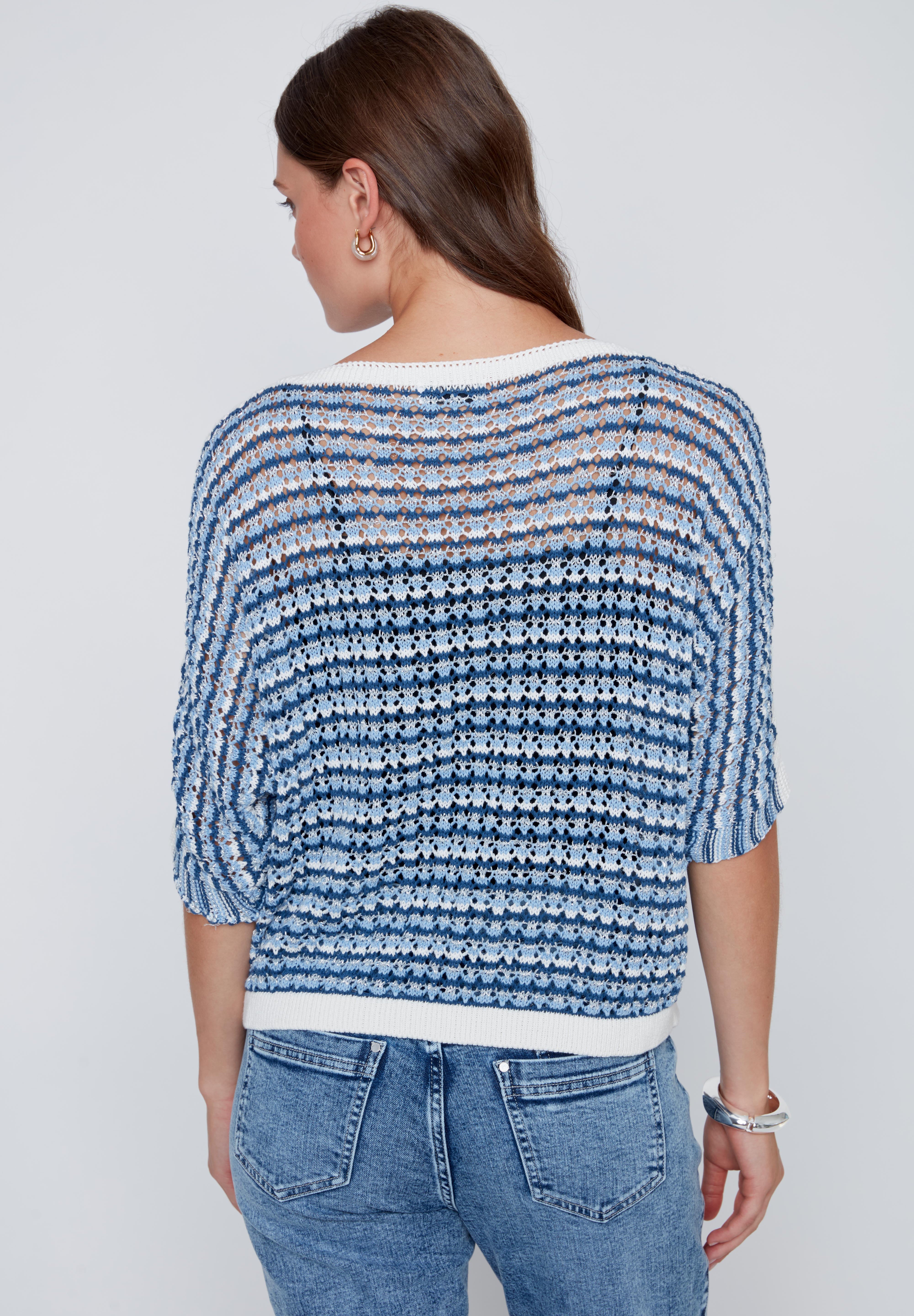 Chandail Rayé en Tricot Léger Ajouré