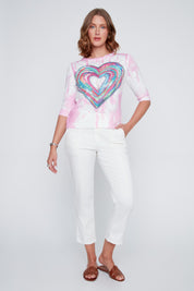 Chandail Coeur Manche au Coude en Tricot